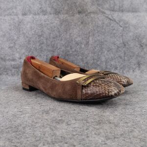 Stuart Weitzman Shoes Womens 6.5 Loafer Flats Slip On Cap Toe Suede Snake Career